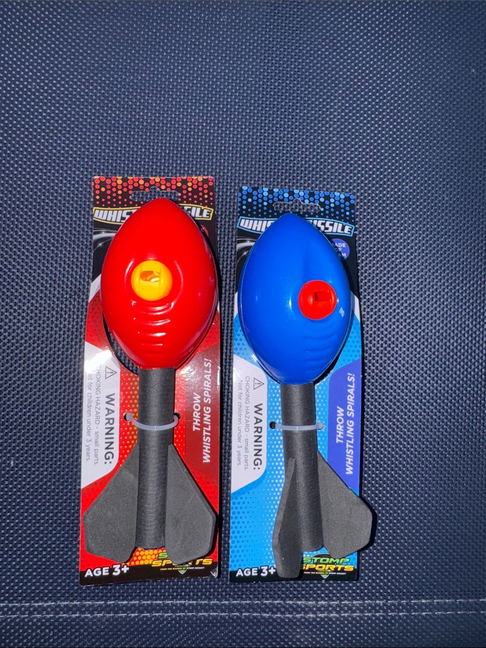 Whistle Missile Stomp Launch Toys - Red & Blue